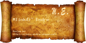 Mlinkó Endre névjegykártya